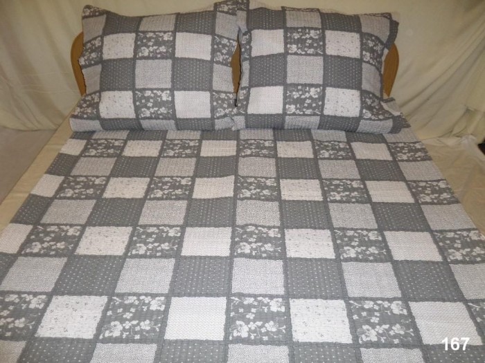 34071Pościel bawełniana 160x200 167 Paczłork falbanka szara biała na zamek-1