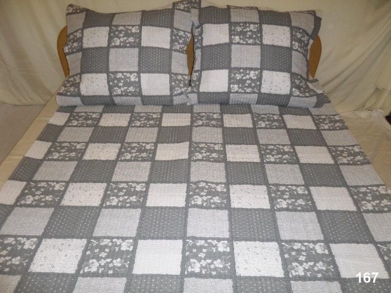 34071Pościel bawełniana 160x200 167 Paczłork falbanka szara biała na zamek-1