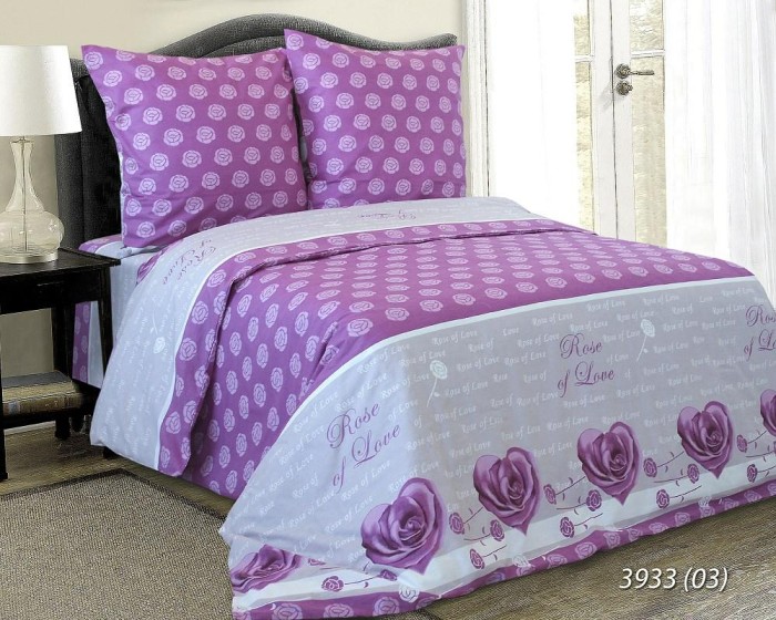 34072Pościel bawełniana 160x200 3933/3 Róże szara wrzosowa Luxury 01-1