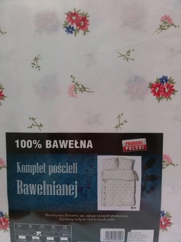 34102Pościel bawełniana 160x200 1453E Bordiura Czerwona-2