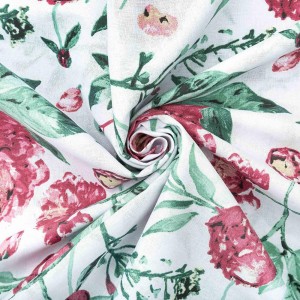34152Pościel bawełniana 140x200 Peony light biała bordowa zielona peonie kwiaty Bawełna 3-2