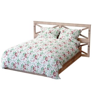 34152Pościel bawełniana 140x200 Peony light biała bordowa zielona peonie kwiaty Bawełna 3-3