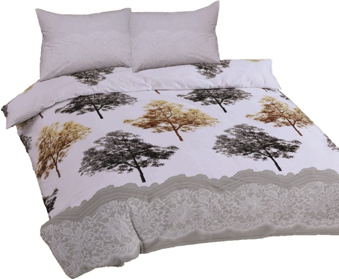 34171Pościel bawełniana 160x200 drzewa szare złote R20 Ranforce-1