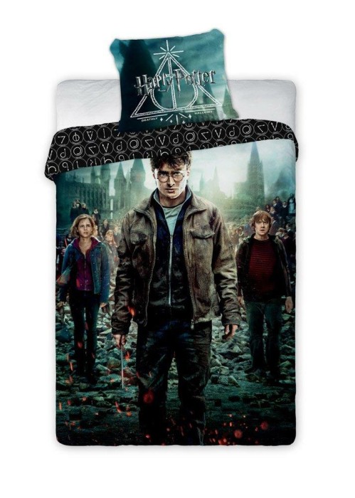 34226Pościel bawełniana 160x200 Harry Potter 003 czarna turkusowa ciemna młodzieżowa poszewka 70x80 Faro-1