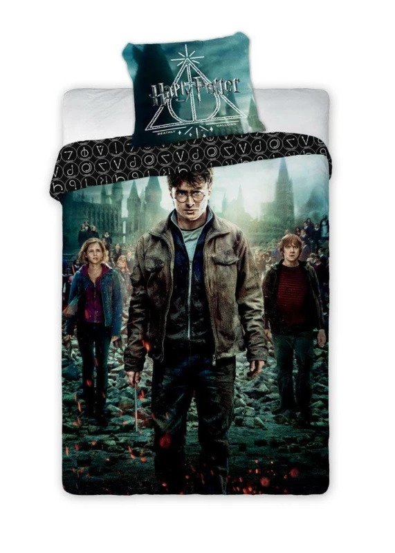 34226Pościel bawełniana 160x200 Harry Potter 003 czarna turkusowa ciemna młodzieżowa poszewka 70x80 Faro-1