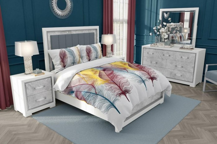 34237Pościel bawełniana 140x200 Feather pióra biała kolorowa z jedną poszewką Gold Zaratex-1