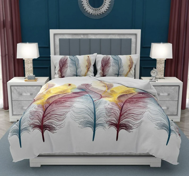 34237Pościel bawełniana 140x200 Feather pióra biała kolorowa z jedną poszewką Gold Zaratex-2