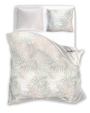 Pościel bawełniana 160x200 Letni Sen beżowa pudrowa liście-1