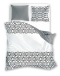 Pościel bawełniana 140x200 Glamour biała szara ornament