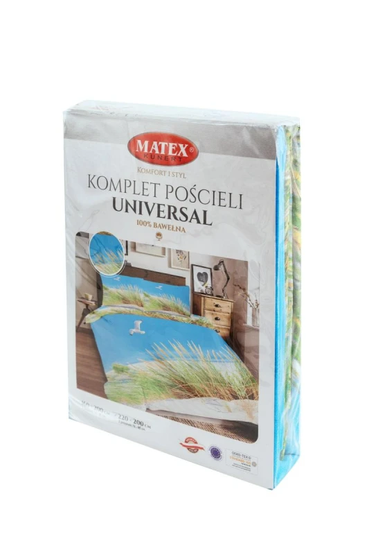 34310Pościel bawełniana 220x200 Plaża mewy trawa niebieska zielona Universal Matex-3