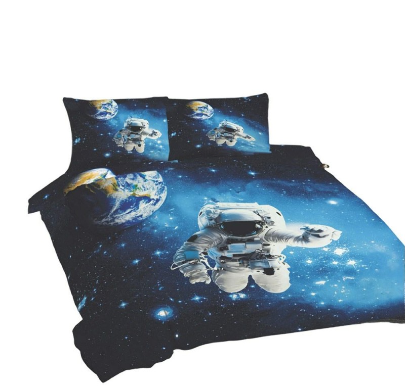 34311Pościel bawełniana 220x200 Kosmos czarna niebieska Universal Matex-1