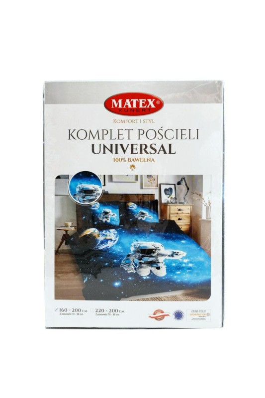 34311Pościel bawełniana 220x200 Kosmos czarna niebieska Universal Matex-2