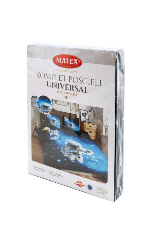 34311Pościel bawełniana 220x200 Kosmos czarna niebieska Universal Matex-3