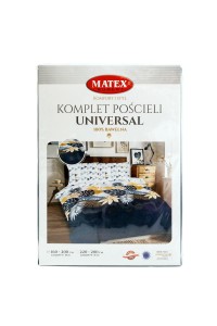34315Pościel bawełniana 160x200 Liście geometria biała szara żółta grafitowa Universal Matex-2