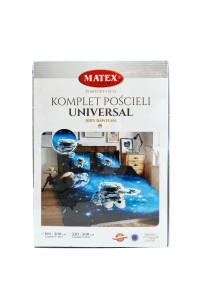 34318Pościel bawełniana 160x200 Kosmos czarna niebieska Universal Matex-2