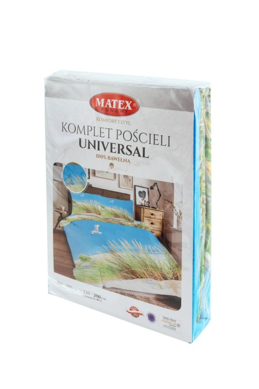 34319Pościel bawełniana 160x200 Plaża mewy trawa niebieska zielona Universal Matex-3