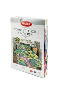 34320Pościel bawełniana 160x200 Liście zielona kolorowa Universal Matex-3
