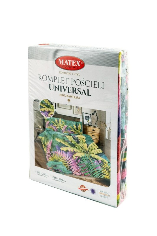 34320Pościel bawełniana 160x200 Liście zielona kolorowa Universal Matex-3