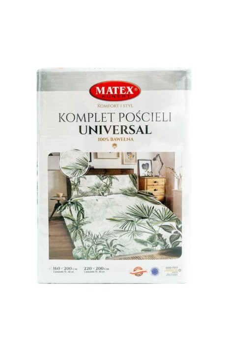 34321Pościel bawełniana 160x200 Liście palmy zielona Universal Matex-2