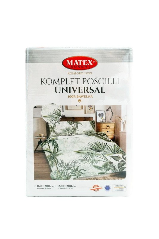 34321Pościel bawełniana 160x200 Liście palmy zielona Universal Matex-2