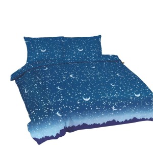 34323Pościel bawełniana 220x200 Gwiazdy księżyce niebieska Universal Matex-1
