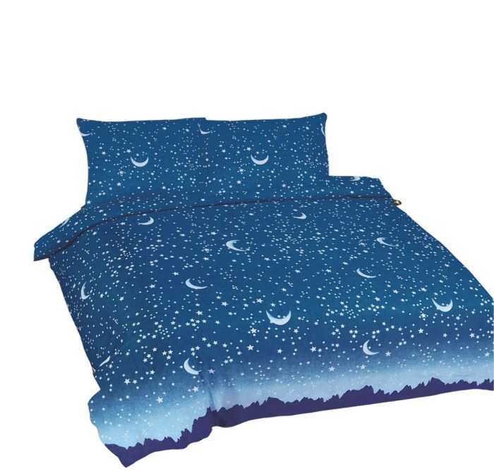 34323Pościel bawełniana 220x200 Gwiazdy księżyce niebieska Universal Matex-1