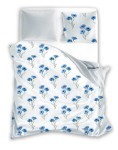 Pościel bawełniana 140x200 Cottage biała niebieska kwiatki