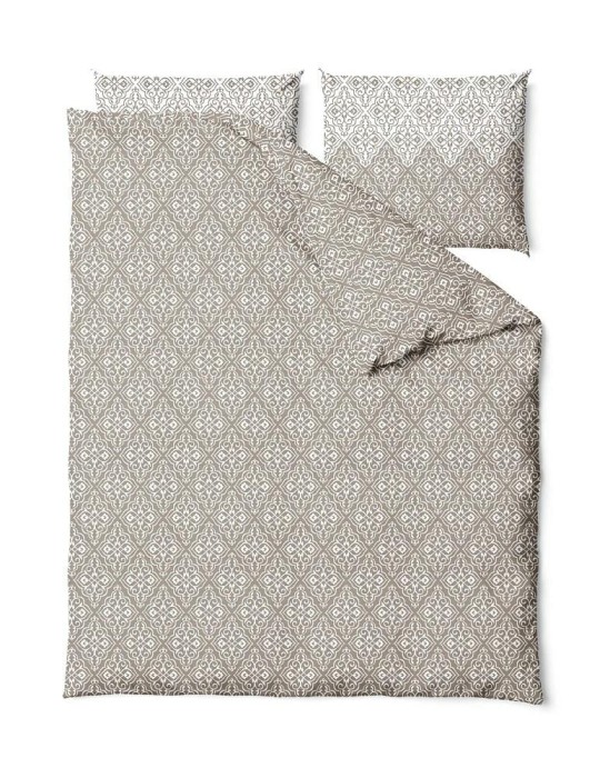 34372Pościel bawełniana 140x200 Frills beżowa biała geometria Gold Zaratex-2