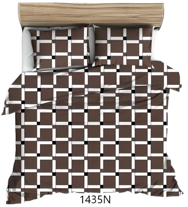 Pościel bawełniana 140x200 Bawełna Max brązowa kratka-1