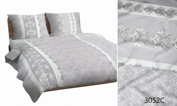 Pościel bawełniana 140x200 Bawełna Max szara ornamenty-1