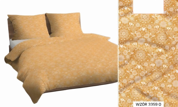 Pościel bawełniana 140x200 Bawełna Max miodowa kwiaty-1