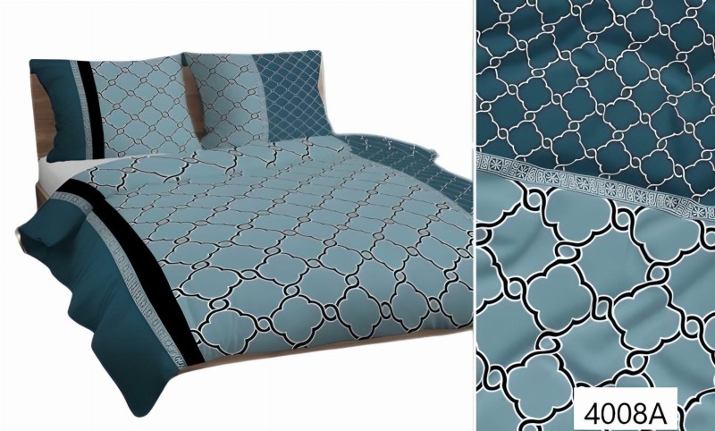 Pościel bawełniana 140x200 Bawełna Max miętowa geometryczna-1