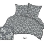 Pościel bawełniana 160x200 Bawełna Max szara grafitowa białe kwiatki