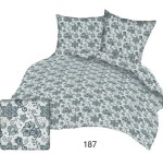 Pościel bawełniana 160x200 Bawełna Max biała szare kwiatki