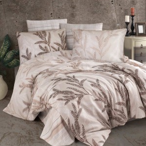 34549Pościel satynowa 160x200 Alisa beżowa brązowa gałązki Exclusive 24-1