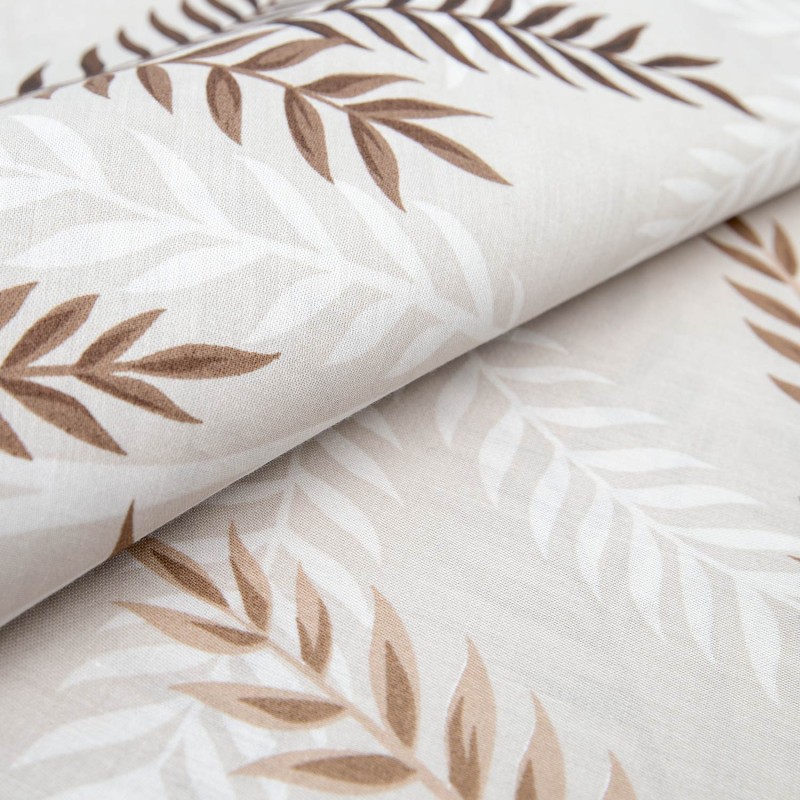 34549Pościel satynowa 160x200 Alisa beżowa brązowa gałązki Exclusive 24-6
