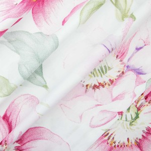 34550Pościel satynowa 160x200 Pataya różowa biała kwiaty Exclusive 24-4