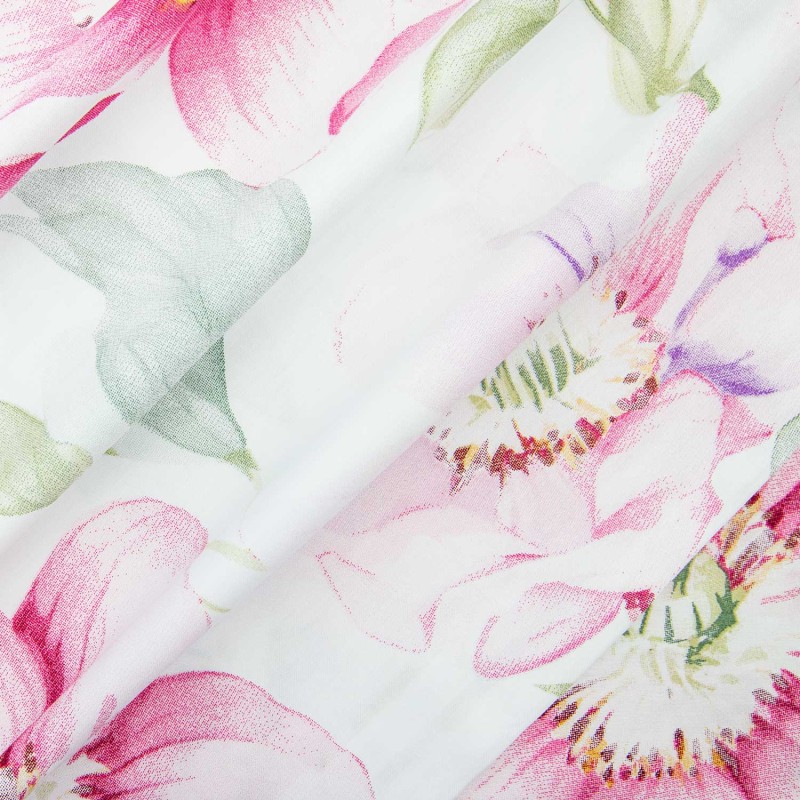 34550Pościel satynowa 160x200 Pataya różowa biała kwiaty Exclusive 24-4