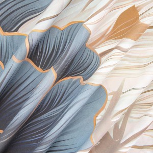 Pościel satynowa 160x200 Premium Satynlove Kwiaty szara beżowa-4