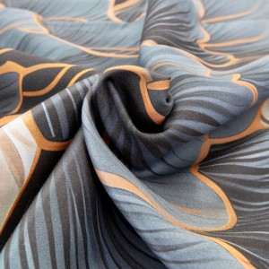 Pościel satynowa 160x200 Premium Satynlove Kwiaty szara beżowa-5