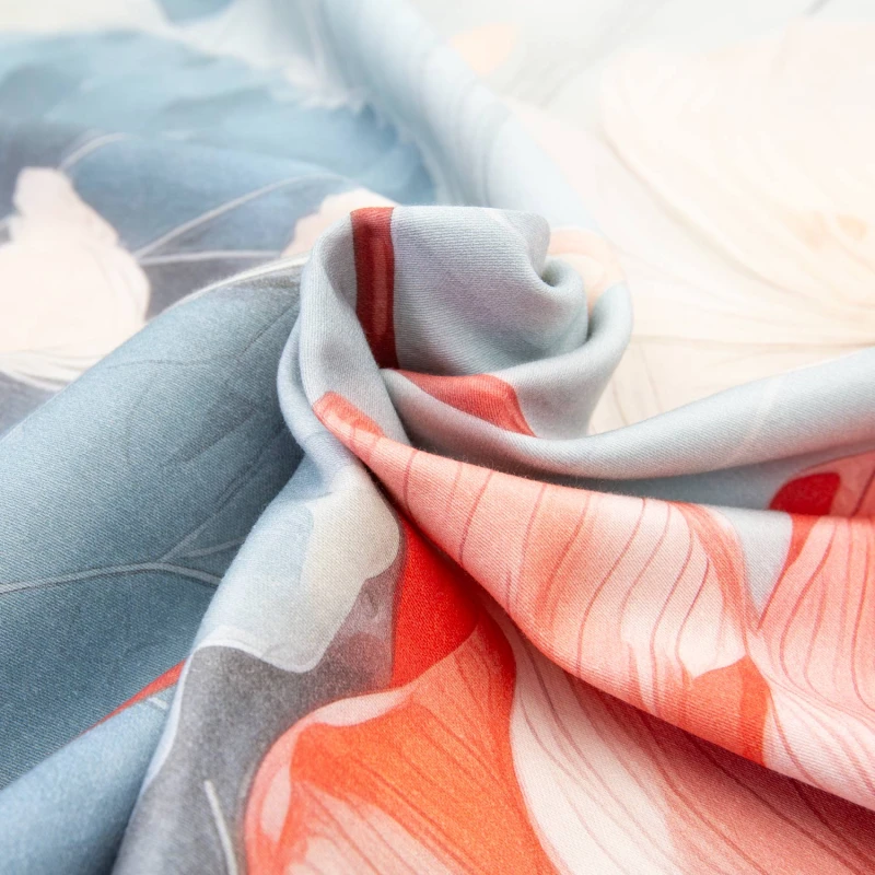 34588Pościel satynowa 160x200 Kwiaty niebieska czerwona 12406 SATYNLOVE PREMIUM-8