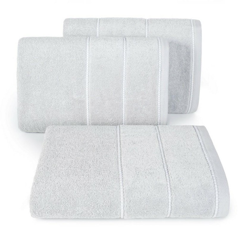 Ręcznik bawełniany 70x140 Mari srebrny z welurową bordiurą 500g/m2-2