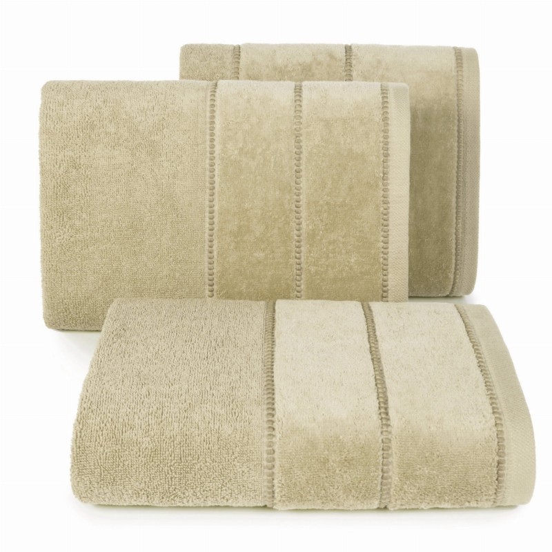 Ręcznik Mari 70x140 beżowy z welurową bordiurą 500g/m2 Eurofirany-2