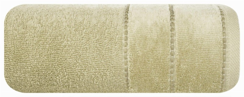Ręcznik Mari 70x140 beżowy z welurową bordiurą 500g/m2 Eurofirany-1