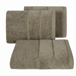 Ręcznik bawełniany 70x140 Mari brązowy jasny z welurową bordiurą 500g/m2-2