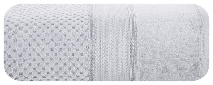 Ręcznik bawełniany 70x140 Jessi srebrny z wytłaczaną krateczką i welurową bordiurą 500g/m2-1