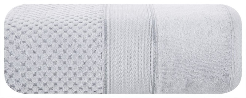 Ręcznik bawełniany 70x140 Jessi srebrny z wytłaczaną krateczką i welurową bordiurą 500g/m2-1