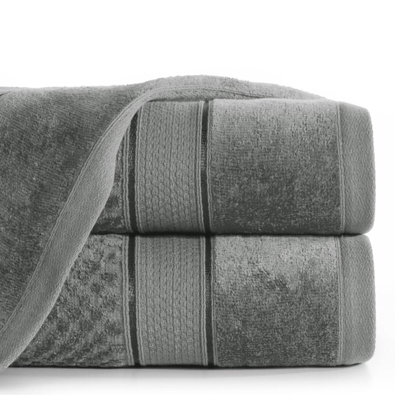 Ręcznik bawełniany 70x140 Jessi stalowy z wytłaczaną krateczką i welurową bordiurą 500g/m2-3