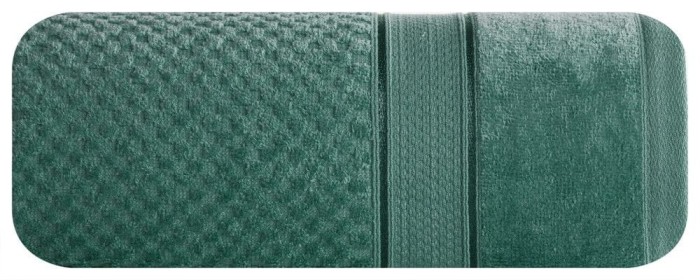 Ręcznik bawełniany 70x140 Jessi zielony ciemny z wytłaczaną krateczką i welurową bordiurą 500g/m2-1