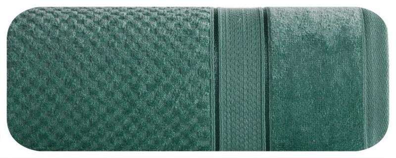 Ręcznik bawełniany 70x140 Jessi zielony ciemny z wytłaczaną krateczką i welurową bordiurą 500g/m2-1